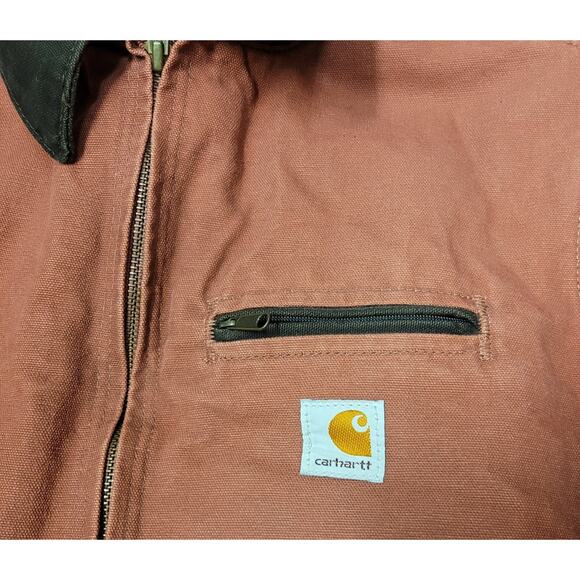 Vtg Carhartt Sherpa Lined Salmon Rose Pink Detroit Jacket Sz M Women W J097 VR8 - Picture 4 of 11